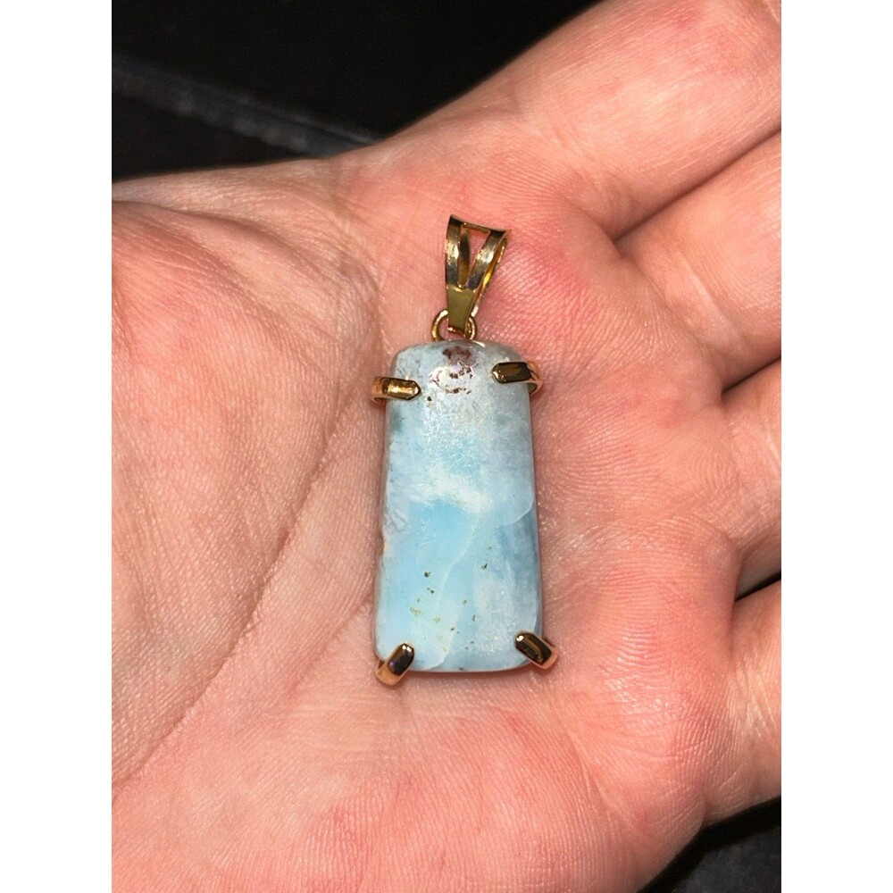 Genuine Larimar Rectangular Pendant - Picture 3 of 12